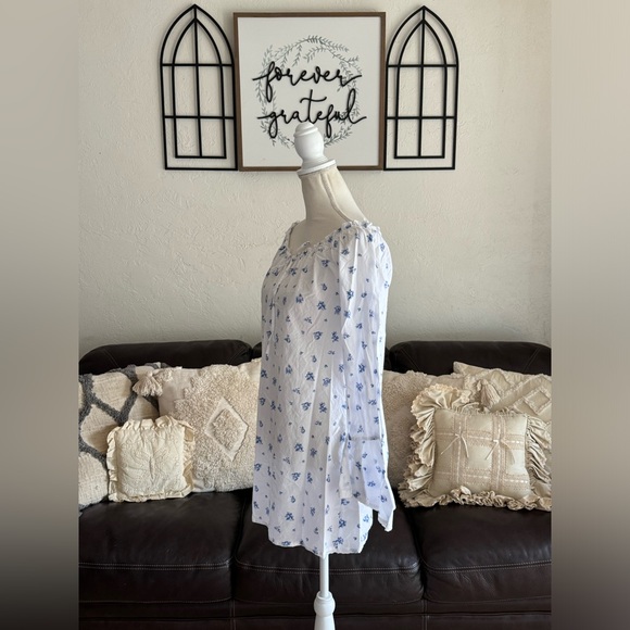 Vintage Victoria's Secret Floral White Boho Festival Cotton Dress Bell Sleeve M - Picture 10 of 14